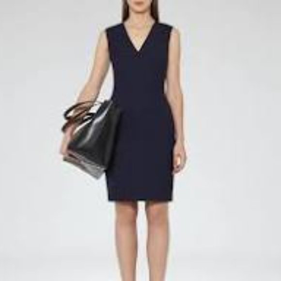 RESS Dresses & Skirts - REISS Tailored V-Neck Faulkner Dress Navy Blue Size 10